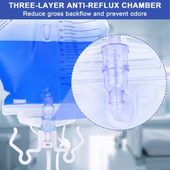 5 Pack 2000Ml Sterile Urinary Drainage Bags, Catheter Bags with Anti-Reflux Cham