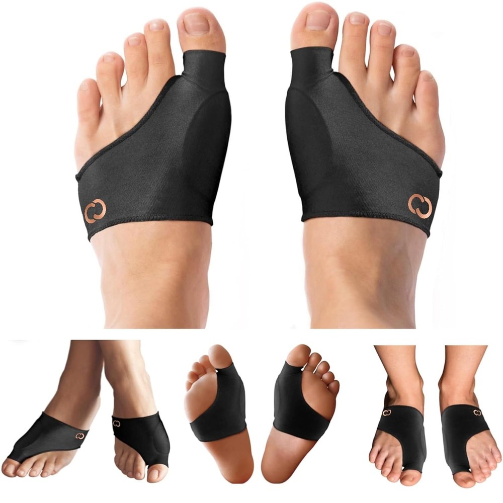 Copper Compression Bunion Corrector Relief Sleeve – 2X-Large (1 Pair), Black