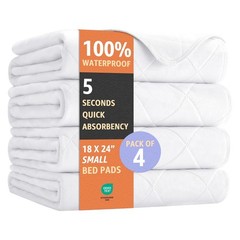 (4pack) 18″x24″ Heavy Absorbency Washable Underpads for Adults, Kids, & Pets