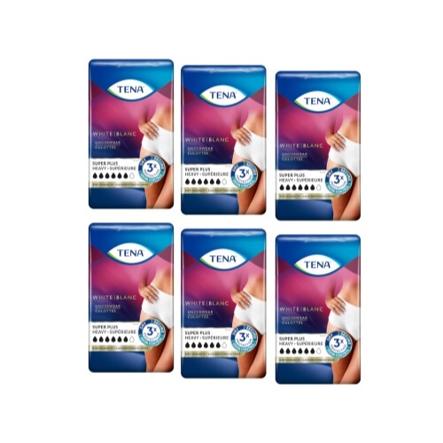 Tena Women XL Super Plus Underwear, Stylish White 14 Ct. – Pack of 6