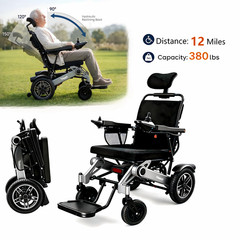 Folding Electric Wheelchairs 380lbs Reclining Motorized 15Miles Distance Adults