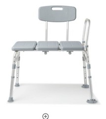 Guardian Adjustable Transfer Bench w/ Backrest 400 lb Gray G3-100KBX1