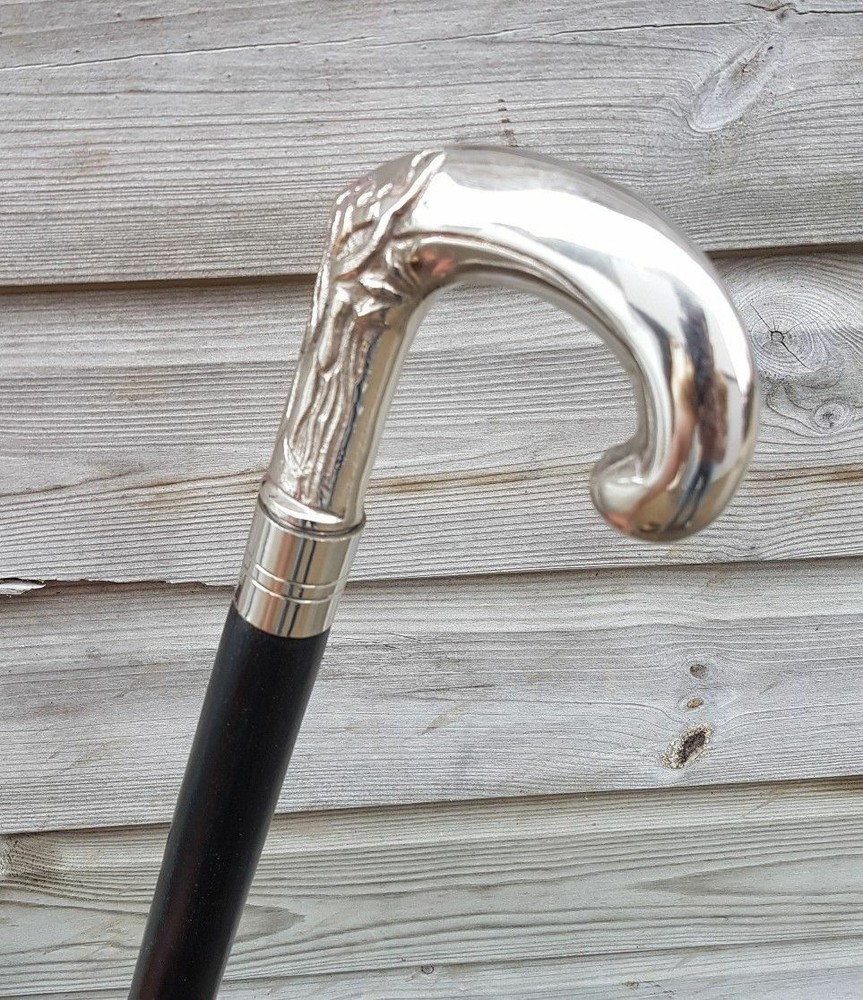 Handmade Eva adm Chrome Wood Walking Cane Stick Designer Brass Handle 37“ style