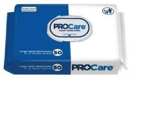 PROCARE ADULT DISPOSABLE BATH WASHCLOTHS WIPES 12 PK/50 600/CASE
