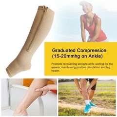 Nylon Zipper Compression Socks Support Graduated Stockings Mens Womens 20-30mmHg