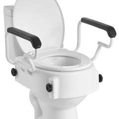 Raised Toilet Seat with Arms, 3-Height Adjustable Elevated Seat Riser 300 lbs