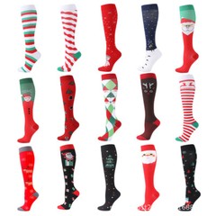 Unisex Christmas Compression Pair Socks 15-20mmHg Graduated Support Stockings