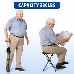 FATTCHIAR Cane with Seat, Walking Stick Seats, Chair 22″-34″, Black