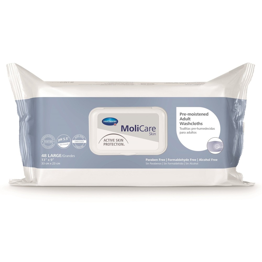 MoliCare Skin Pre-Moistened Adult Washcloth 9″ x 13″ PK of 48