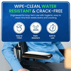 Healthline Padded Armrest For Wheelchairs Vinyl 10 Inch (Pack of 1), Black