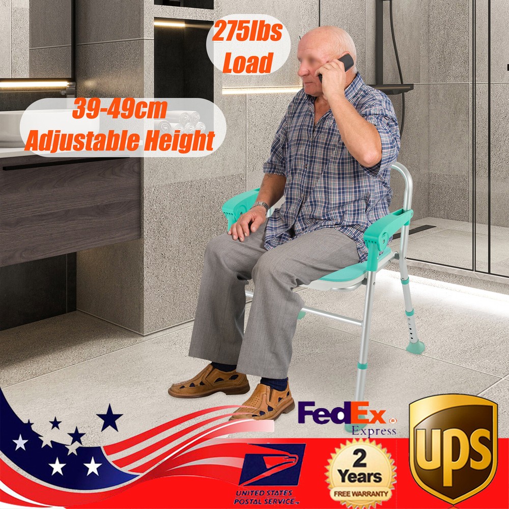 275lbs Foldable Shower Seat Folding Bath Chair Heavy Duty Shower Chair