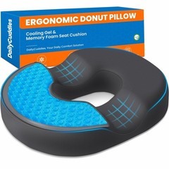 Donut Pillow for Tailbone Pain, Hemorrhoids – Cooling Gel Memory Foam Chair Seat