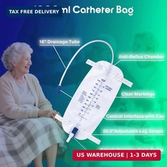 1000ml Leg Urinary Drainage Bags with 2 Adjustable Elastic Straps, 3 Pack | Cath