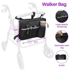 Rollator Bag with Cup Holder,Walker Bags for Folding Walker,Rollator Black