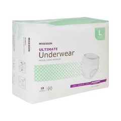 McKesson Adult Disposable Cloth Underwear Maximum Absorbency – Size L 18 Count