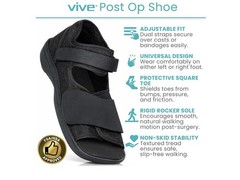 Vive Healing Shoes, Pair of Medical-Surgical Shoes, XS ,Black, Square Toe
