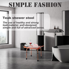 Teak Shower Bench with Handles, Shower Chair for Inside Shower, Height Adjustabl