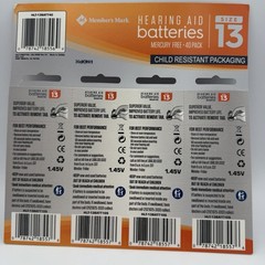 Members Mark Hearing Aid Batteries Size 13 – 40 Pack Best By 05/27 HLT-13BATT40