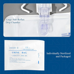 2000Ml Catheter Bags for Men and Women 3 Pack Professional Urinary Drainage Bags