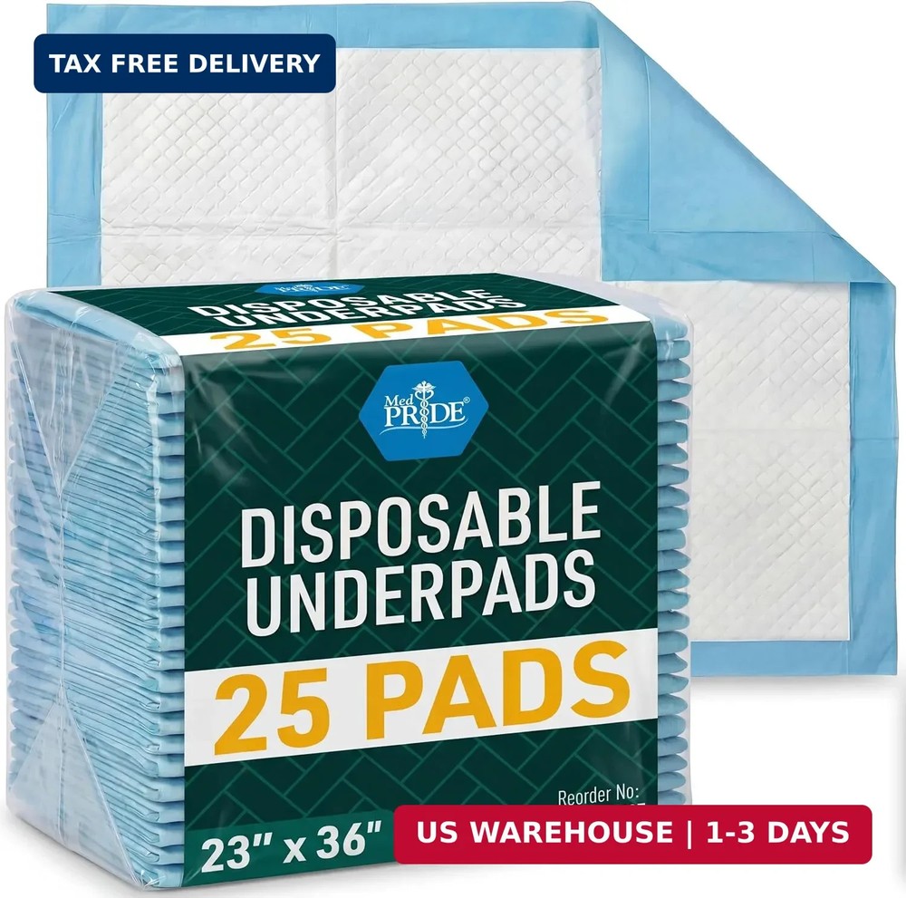 MED PRIDE Disposable Underpads 23“ X 36“ (25-Count) Incontinence Pads, Chux, B