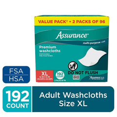 (2 pack) Assurance Disposable and Pre-Moistened Premium Extra Large Washcloths f