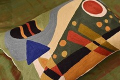 Lumbar Kandinsky Pillow Cover | Green Abstract Pillows | Modern Chair Cushion…