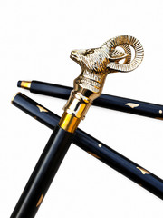 Brass walking cane Ram head cane Ram walking stick Luxury walking cane