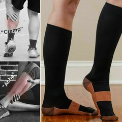Copper Closed Toe Compression Socks Leg Calf Ankle Support Men Women S-XL