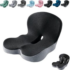 Ergonomic Memory Foam L-Shaped Seat Cushion with Adjustable Strap, Non-Slip Desi