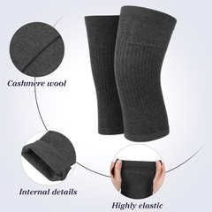 Wool Brace Pad Warm Cashmere Kneepad Thermal Leg Sleeve NonSlip Dark Grey