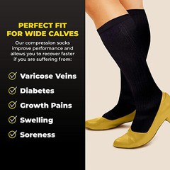 Extra Wide Plus Sized Compression Socks For Men & Women Wide Ankle & Calf S-4XL