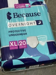 Because Overnight Protective Underwear XL 20 Count – Absorbs up to 6 Cups