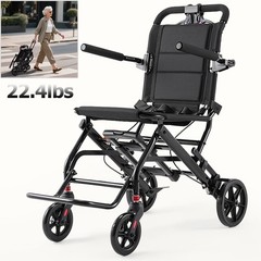 22lb Lightweight Foldable Transport Manual Wheelchair Hand Brake for Travel