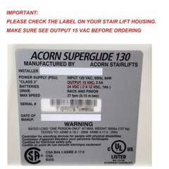 Acorn Stairlift Charger, Transformer Adapter for Acorn Stair Lift 15V AC,B4 2014