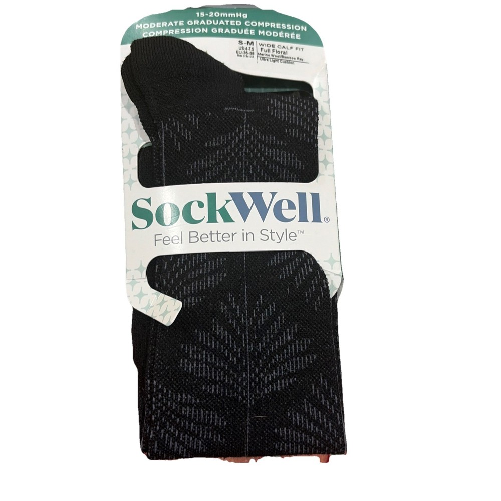 SockWell Circulator Men’s Compression Sock Black 15-20mmHg Size SM
