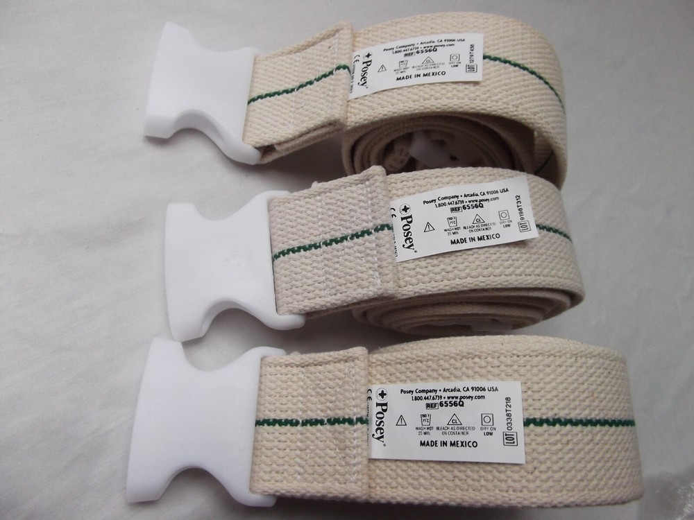 lot 3 Posey gait transfer belt strap 60in cotton adjustable plastic clip NEW
