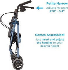 NOVA GetGo Petite Rollator Walker- Hgt 4’10“-5’4″; 18.5” Seat Hgt; Good Use BLUE