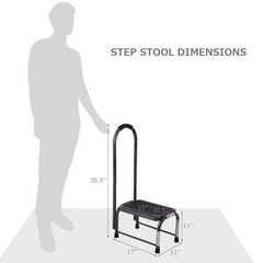 Medical Step Stool with Handle and Non Skid Rubber Platform