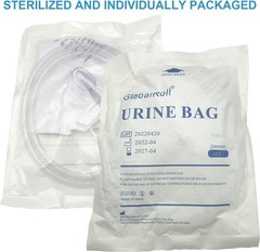 Urinary Drainage Bag w Anti-Reflux Chamber, Urine Bag with 2000 mL Volume 10 Pcs