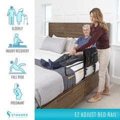 Stander EZ Adjust Bed Rail – Senior Safety Rail with Pouch, Black, ASTM Approved