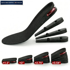 4-Layer Height Increase Insoles for Men & Women, 1.2-3.54 in 4-Layer, Black