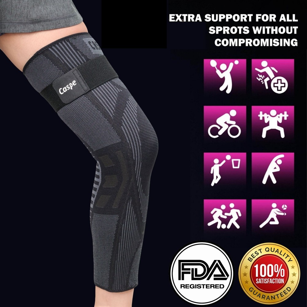 Full Leg Knee Support Compression Sleeve Brace Joint Pain Relief Arthritis Sport