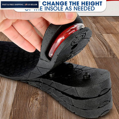 4-Layer Height Increase Insoles for Men & Women, 1.2-3.54 in 4-Layer, Black