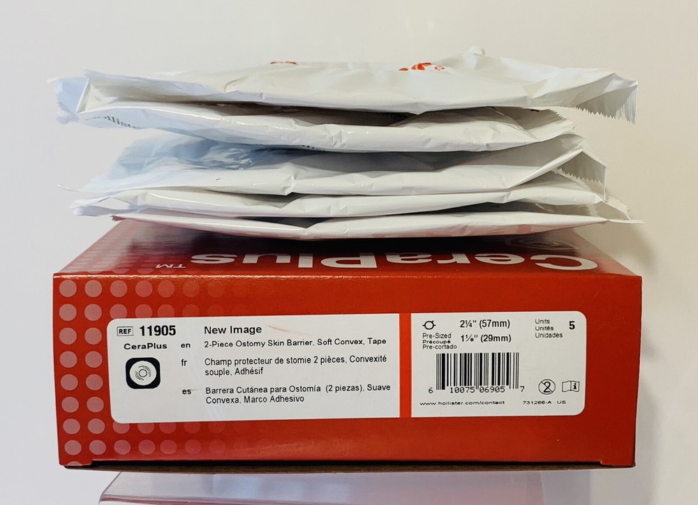 10 HOLLISTER 11905 New Image CONVEX Skin Barriers 2-1/4” Flange PreSized 1-1/8″