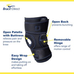 Hinged Knee Brace with Open Patella for ACL, PCL, Meniscus Tear, Arthritis