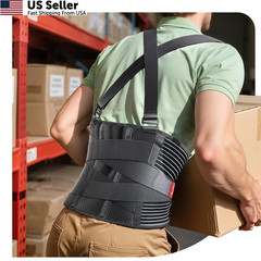 Ultra Breathable Work Back Brace for Men & Women [Upgraded X-Large, Black