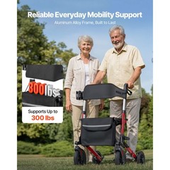 Uimoso Compact 3-Fold Rollator Walker for Seniors, Supports Up to 300 lbs