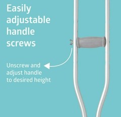 Medline Quick-Fit Adjustable Height Lightweight Standard Crutches 300lb HSA