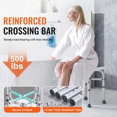 VEVOR Shower Chair 500Lb w/Padded Bath Seat Adjustable Shower Stool Non-Slip