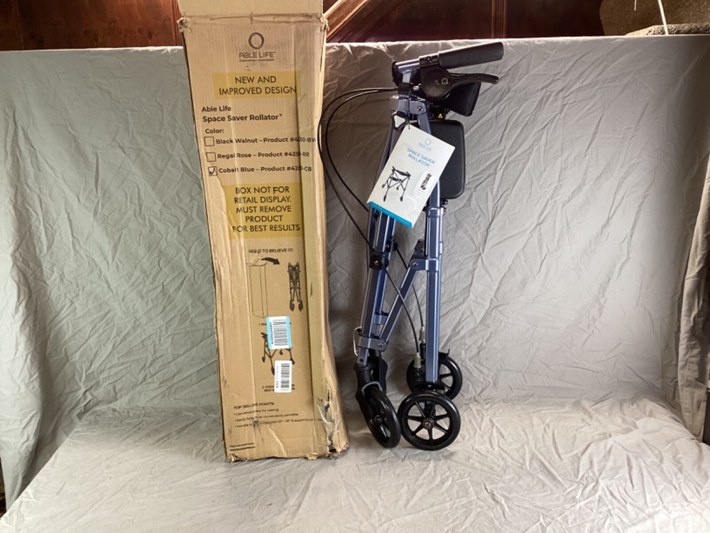 Able Life Space Saving Lightweight Folding Rollator in Cobalt Blue 4250-CB